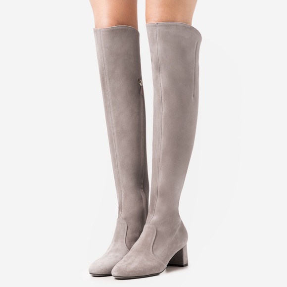 L’Autre Chose Grey Suede Over the Knee High Boots - Picture 3 of 5